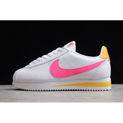 Nike Bayan Classic Cortez Leather Beyaz / Küpe Çiçeği / Turuncu Lifestyle Ayakkabı Türkiye - UYB9FUC